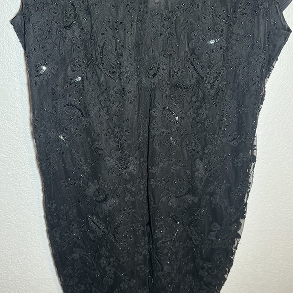 PAUW Silk Blend Beaded Cocktail Dress Scalloped  Trim Tie Back Size 4 - Picture 3 of 11